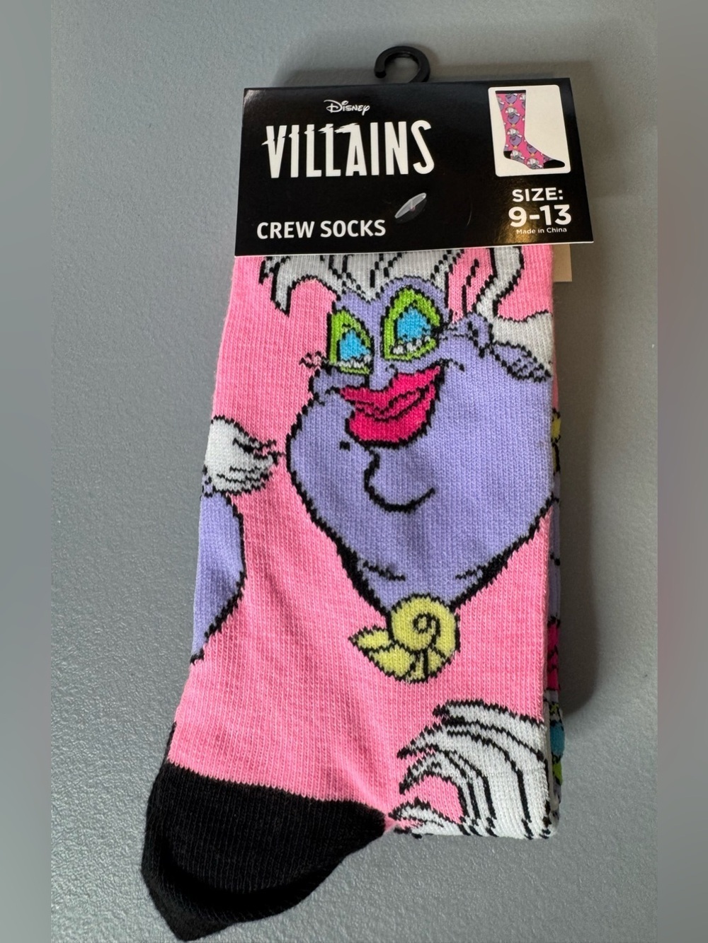 Disney villains Ursula character octopus crew socks vibrant colored one size